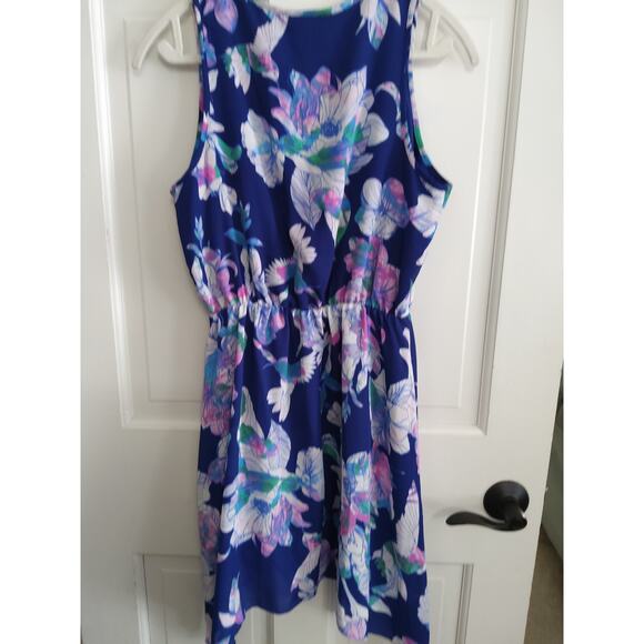 Ambar fairycore blue floral dress size S V neck asymmetrical lightweight flowy - Picture 5 of 9